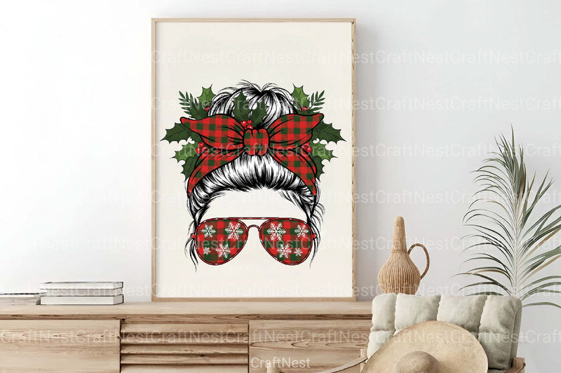 Christmas Messy Bun Design Clipart Bundle - CraftNest - Digital Crafting and Art