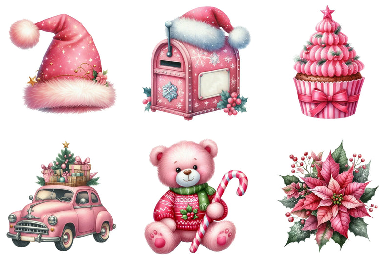 Pink Christmas Winter Clipart Bundle - CraftNest - Digital Crafting and Art