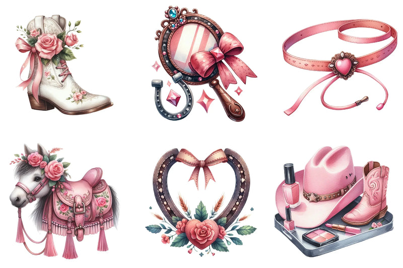 Coquette Cowgirl Clipart Bundle - CraftNest - Digital Crafting and Art