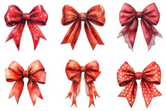 Red Coquette Christmas Bow Clipart Bundle - CraftNest - Digital Crafting and Art