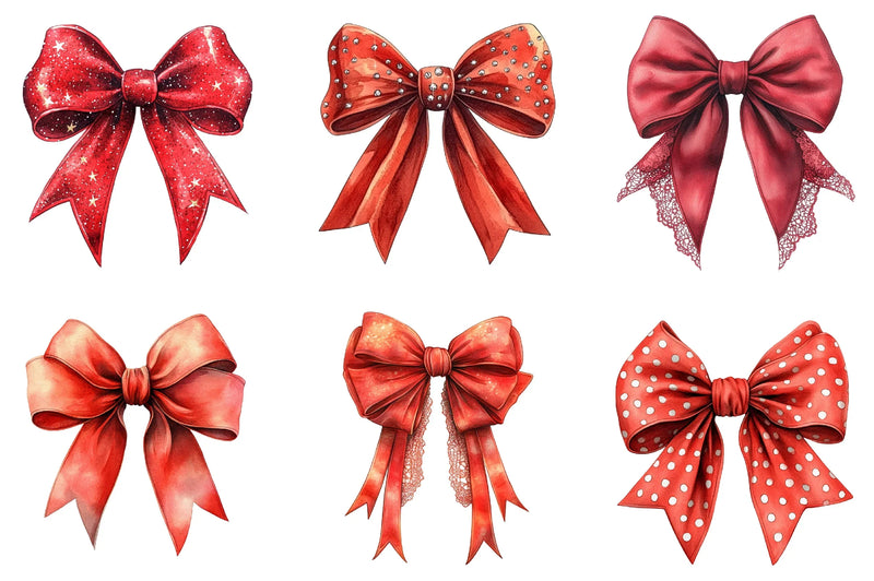 Red Coquette Christmas Bow Clipart Bundle - CraftNest - Digital Crafting and Art