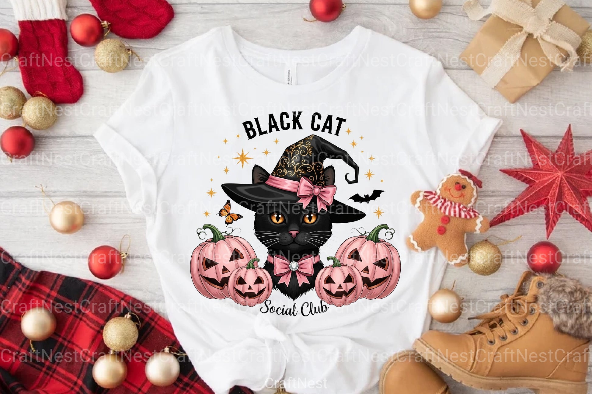 Pink Halloween Cute Black Cat Sticker Bundle - CraftNest - Digital Crafting and Art