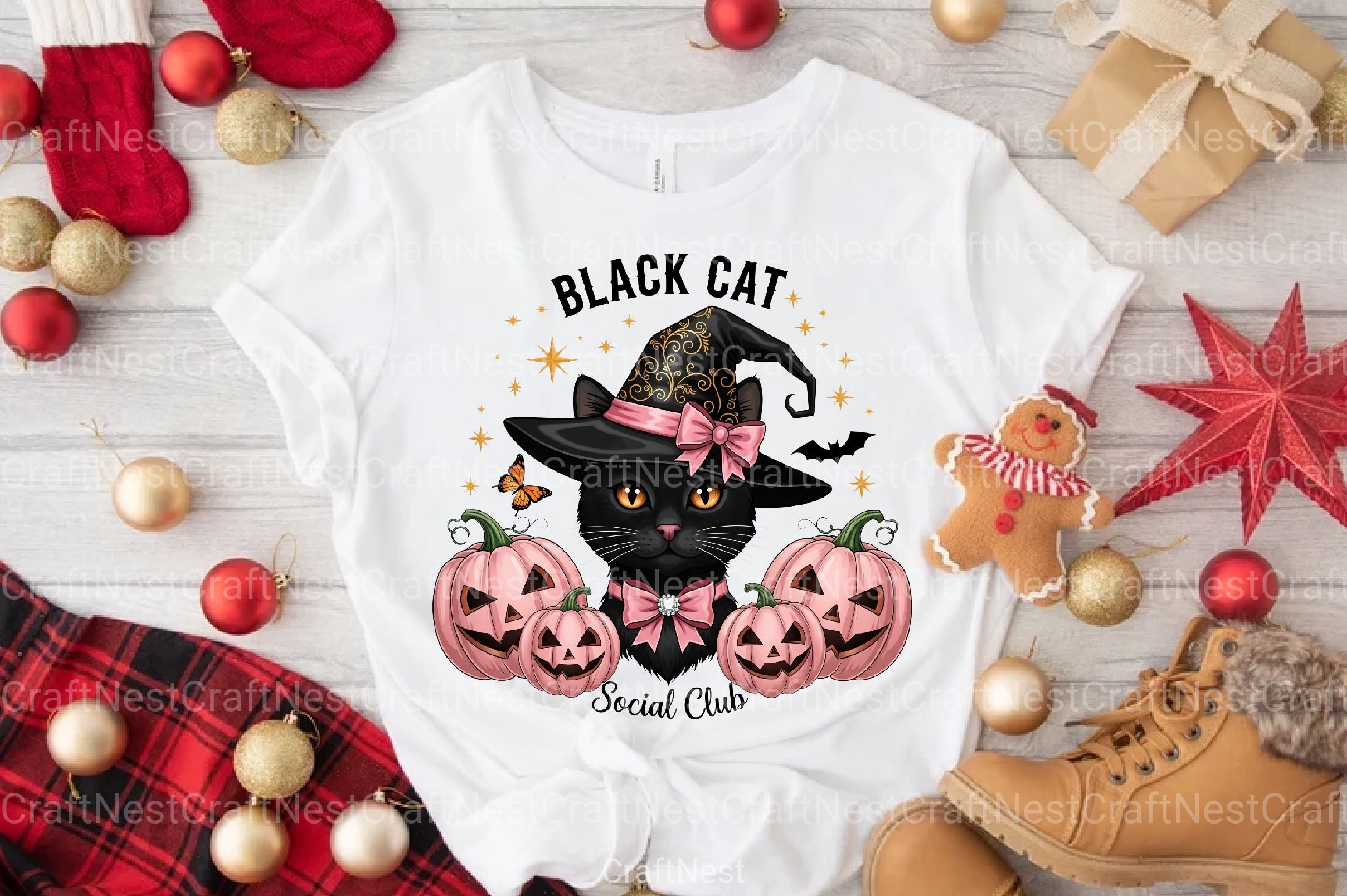 Pink Halloween Cute Black Cat Sticker Bundle - CraftNest - Digital Crafting and Art