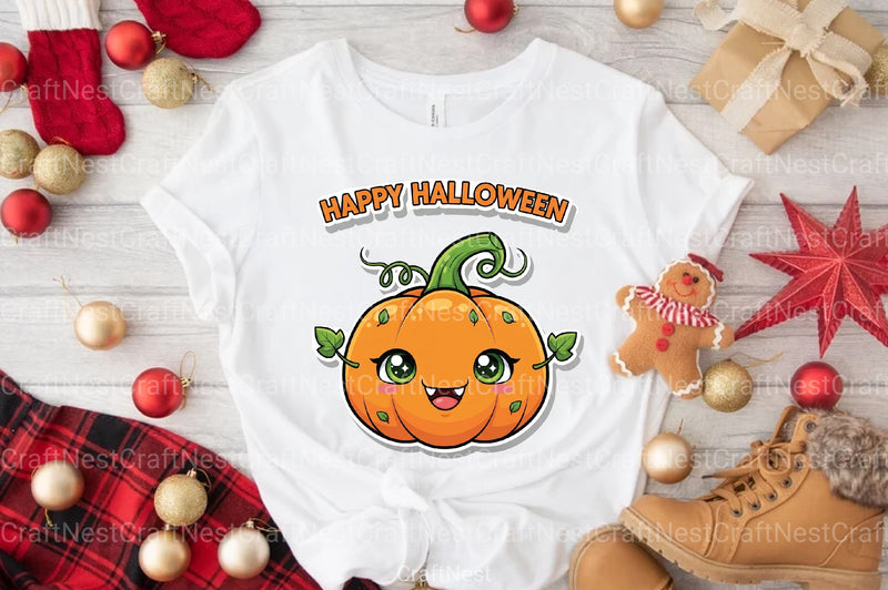 Happy Halloween Cute Pumpkin Sticker Clipart Bundle - CraftNest - Digital Crafting and Art
