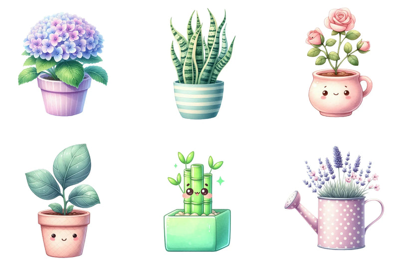 Kawaii House Plant Clipart Bundle - CraftNest - Digital Crafting and Art
