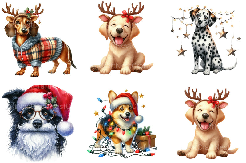 Christmas Cute Dog Clipart Bundle - CraftNest - Digital Crafting and Art