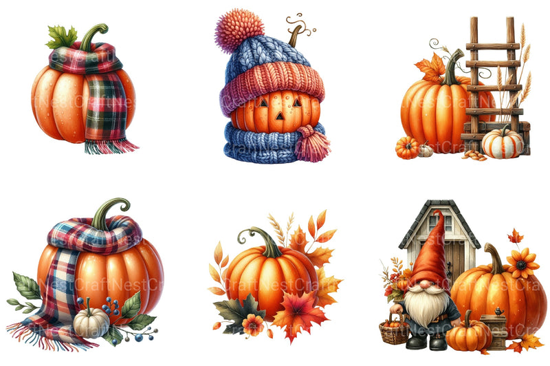 Fall Pumpkin Autumn Clipart Bundle - CraftNest - Digital Crafting and Art