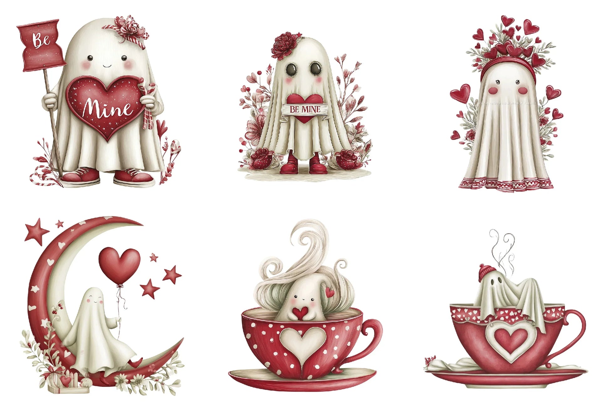 Valentine Ghost Clipart Bundle - CraftNest - Digital Crafting and Art