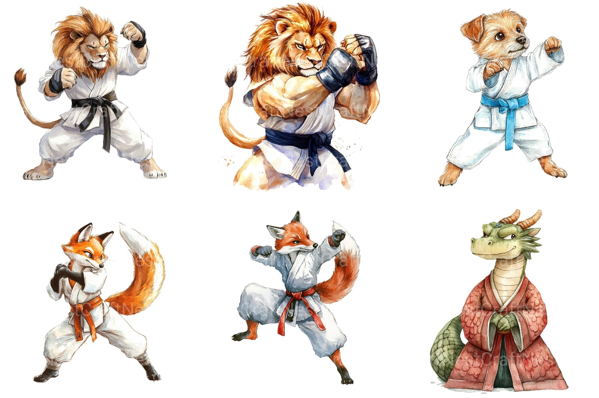 Martial Arts Animals Clipart Bundle - CraftNest - Digital Crafting and Art