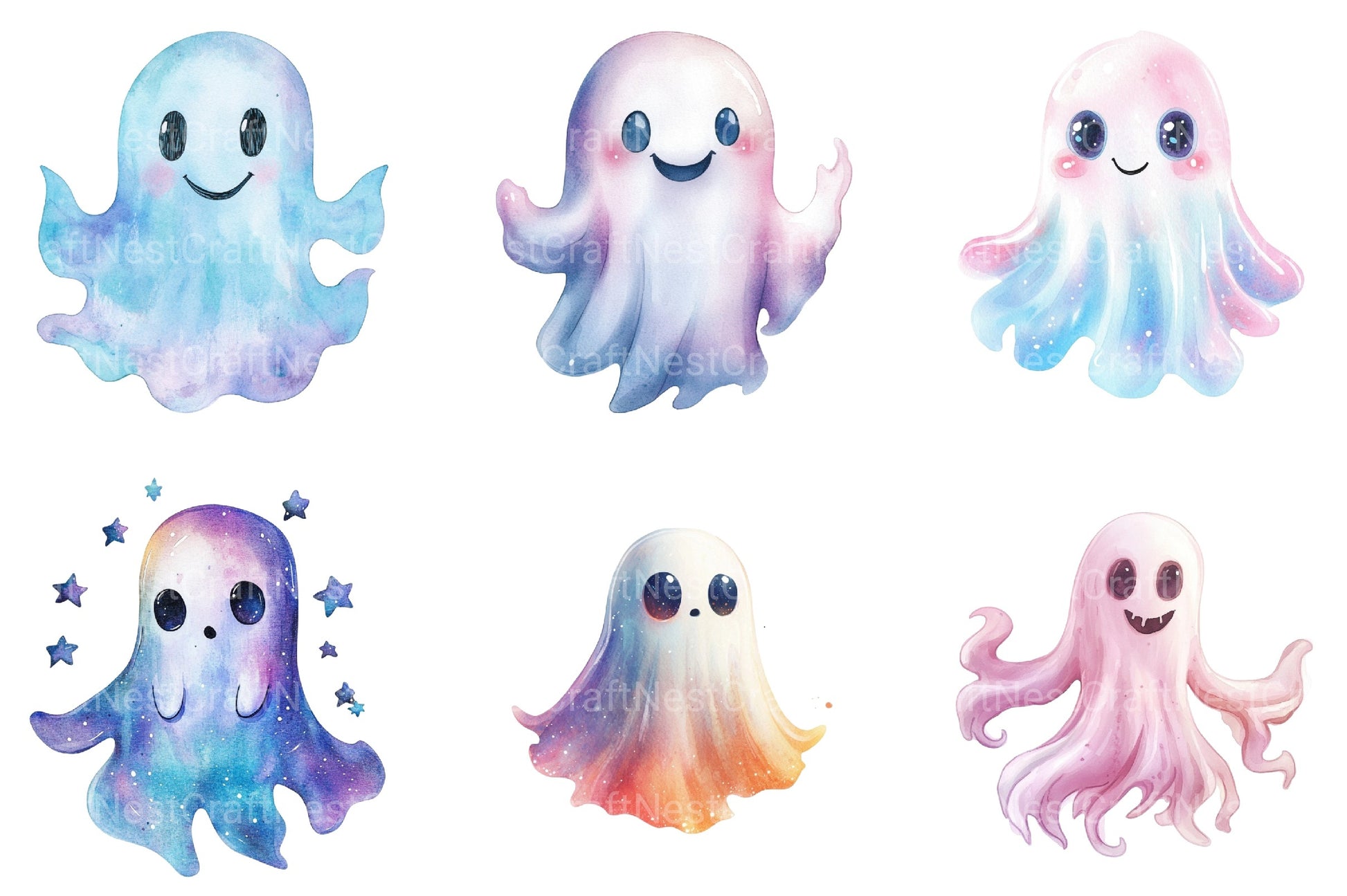 Iridescent Halloween Ghost Clipart Bundle - CraftNest - Digital Crafting and Art
