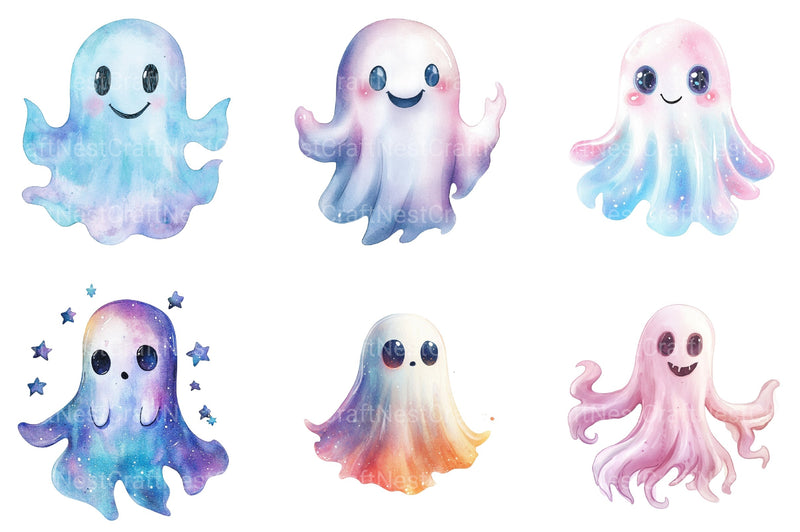 Iridescent Halloween Ghost Clipart Bundle - CraftNest - Digital Crafting and Art