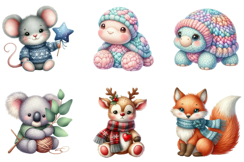 Knitted Plush Baby Animals Clipart Bundle - CraftNest - Digital Crafting and Art