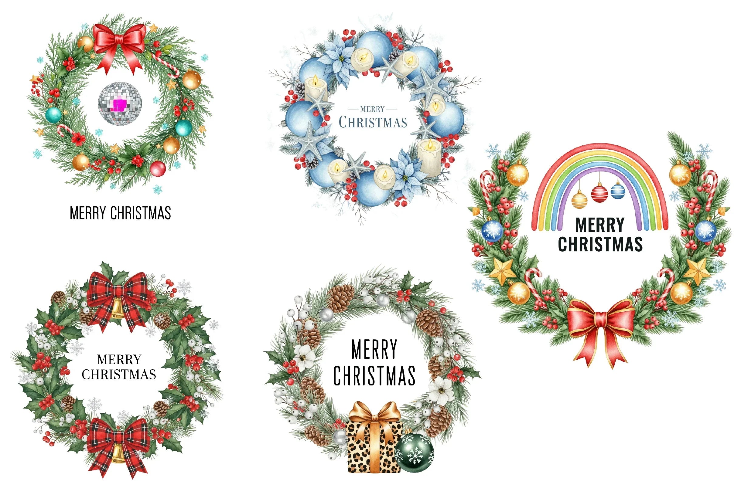 Christmas Wreath Clipart Bundle - CraftNest - Digital Crafting and Art