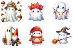 Cute Fall Halloween Ghost Clipart Bundle - CraftNest - Digital Crafting and Art