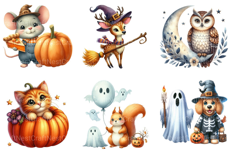 Whimsical Halloween Animal Clipart Bundle - CraftNest - Digital Crafting and Art