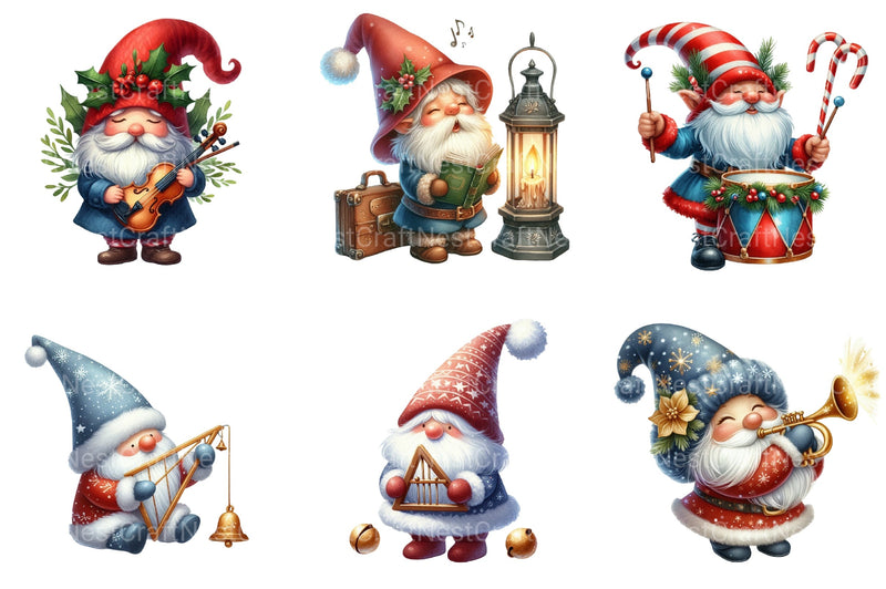 Christmas Gnome Musicians Clipart Bundle 4 - CraftNest - Digital Crafting and Art