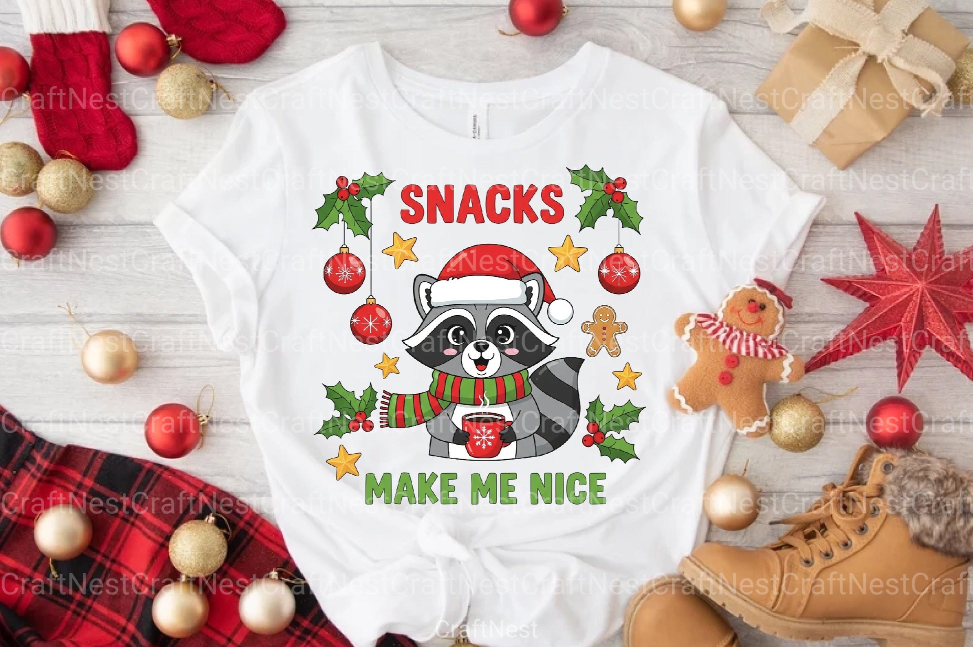 Christmas Raccoon Snacks Quote Clipart Bundle - CraftNest - Digital Crafting and Art