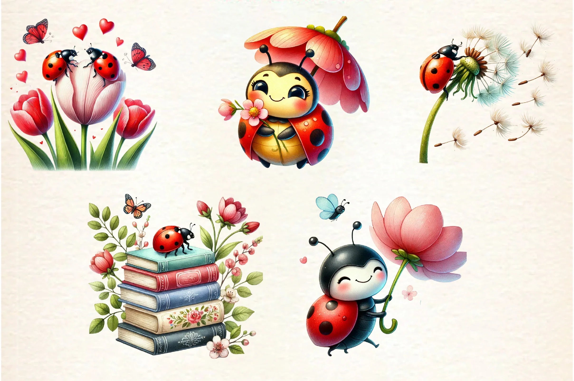 Spring Ladybug Clipart Bundle - CraftNest - Digital Crafting and Art