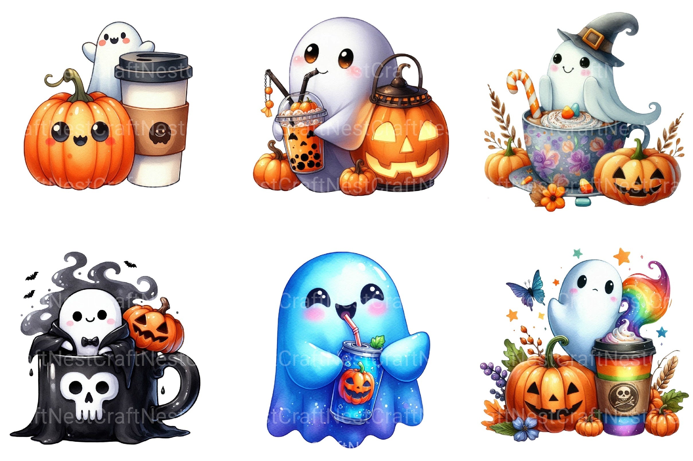 Jack O' Sip Ghost Halloween Clipart Bundle - CraftNest - Digital Crafting and Art