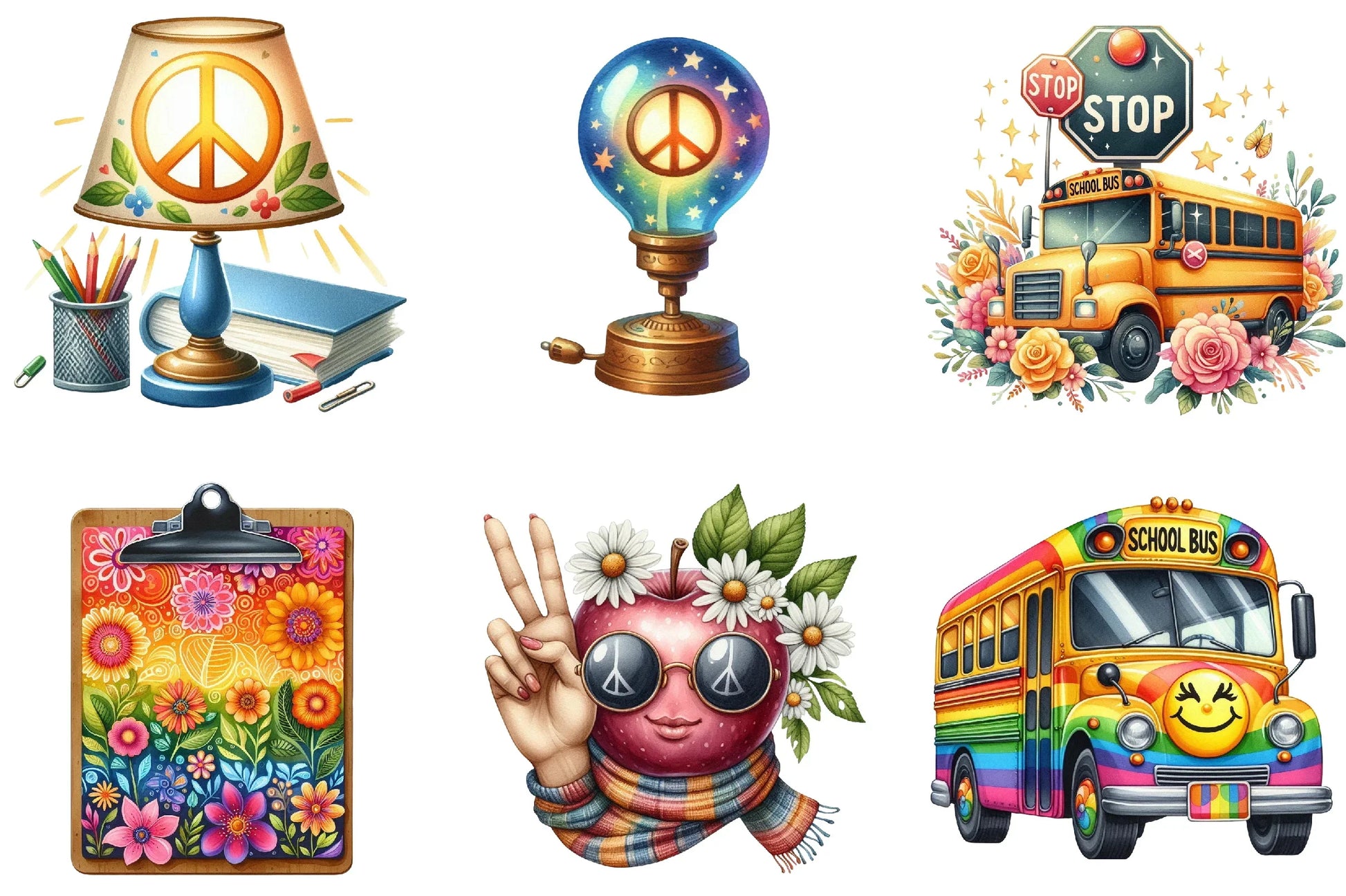 Groovy School Clipart Bundle - CraftNest - Digital Crafting and Art