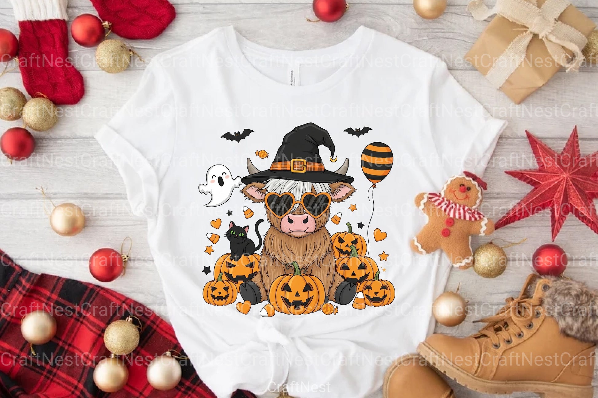 Cute Fall Highland Cow Ghost Clipart Bundle - CraftNest - Digital Crafting and Art