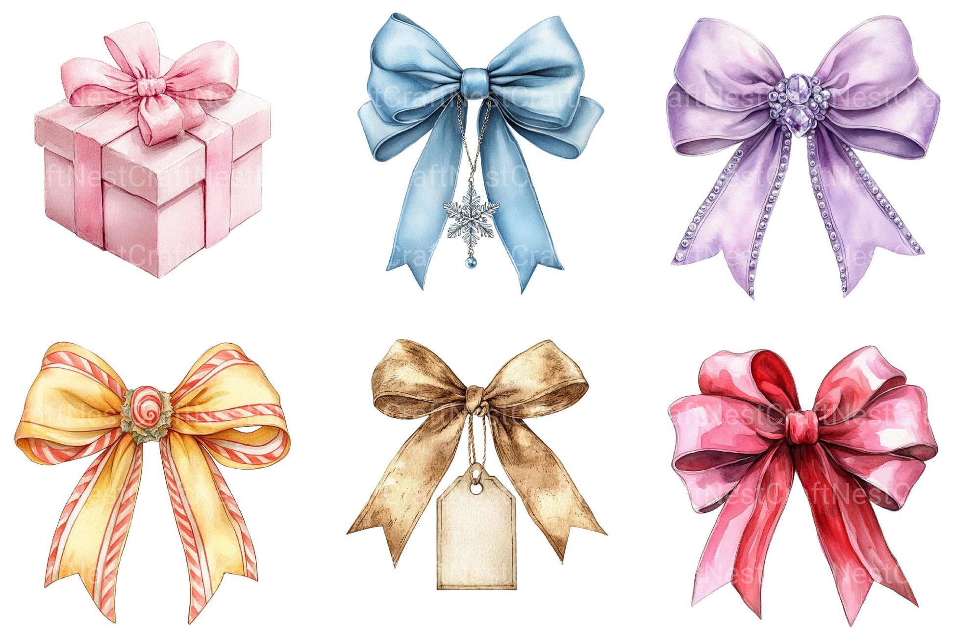 Coquette Christmas Bow Clipart Bundle - CraftNest - Digital Crafting and Art