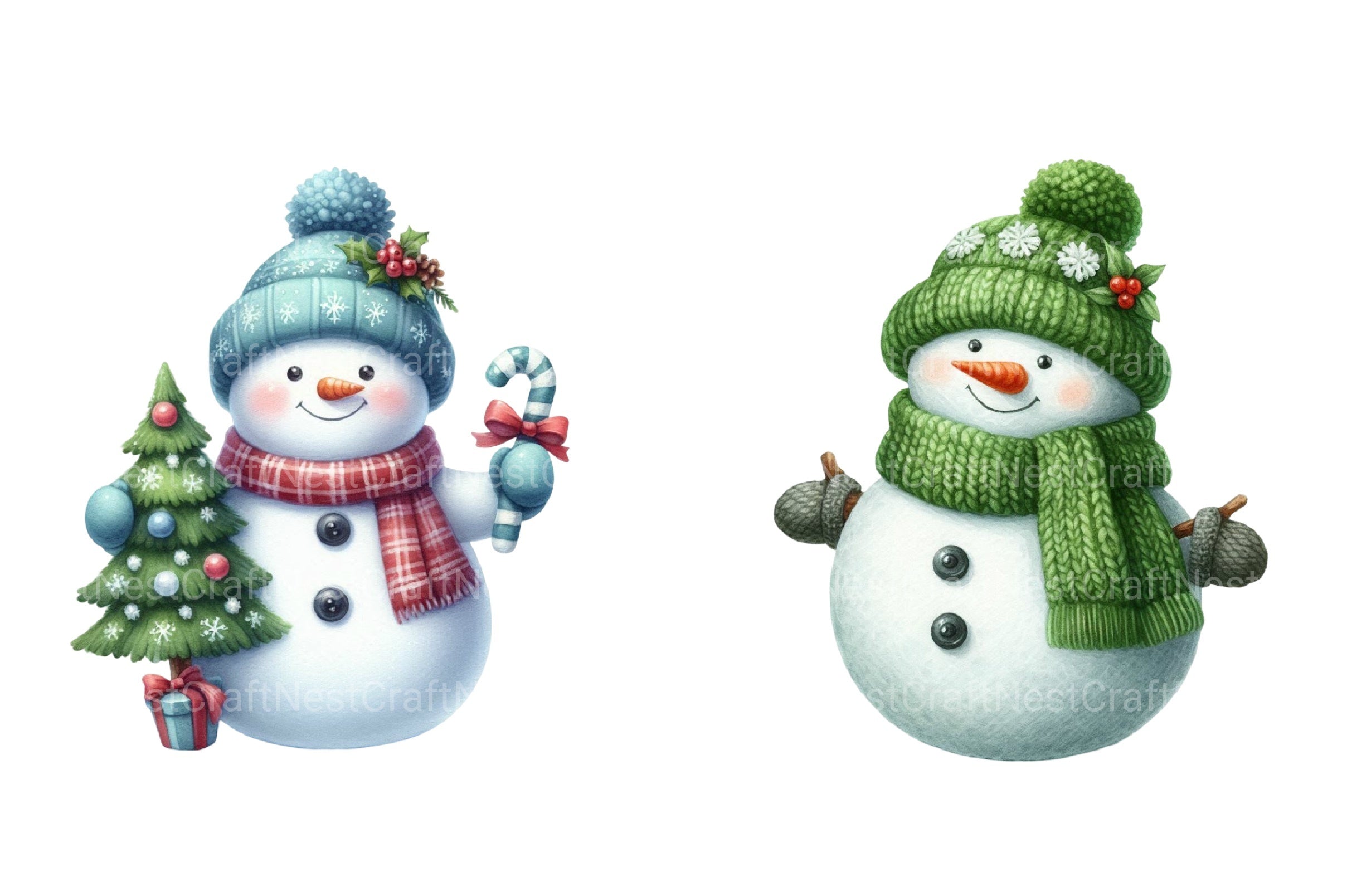 Cute Christmas Snowman Clipart Bundle 99 - CraftNest - Digital Crafting and Art