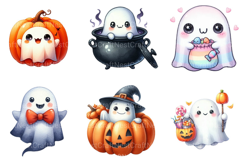 Trendy Ghost Halloween Clipart Bundle 77 - CraftNest - Digital Crafting and Art