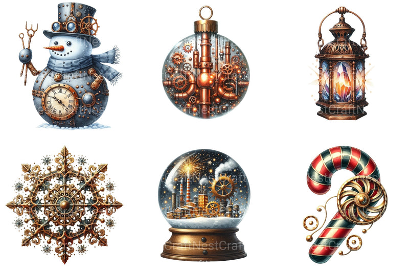 Christmas Steampunk Clipart Bundle - CraftNest - Digital Crafting and Art