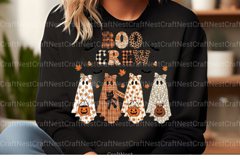 Boo Crew Patchwork Ghost Clipart Bundle - CraftNest - Digital Crafting and Art