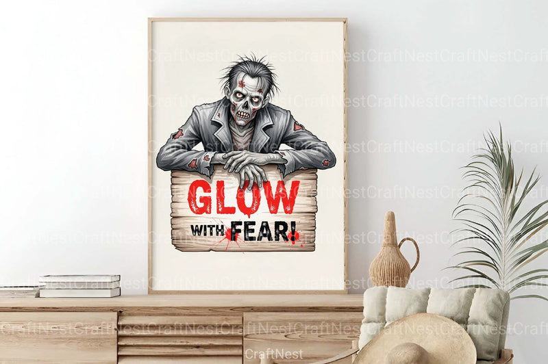Glow With Fear: Zombie Design Clipart Bundle - CraftNest - Digital Crafting and Art