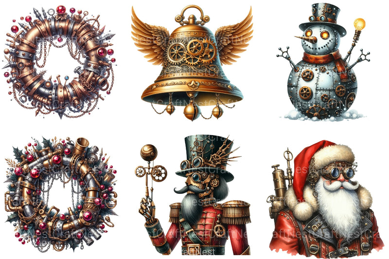 Steampunk Christmas Clipart Bundle 98 - CraftNest - Digital Crafting and Art