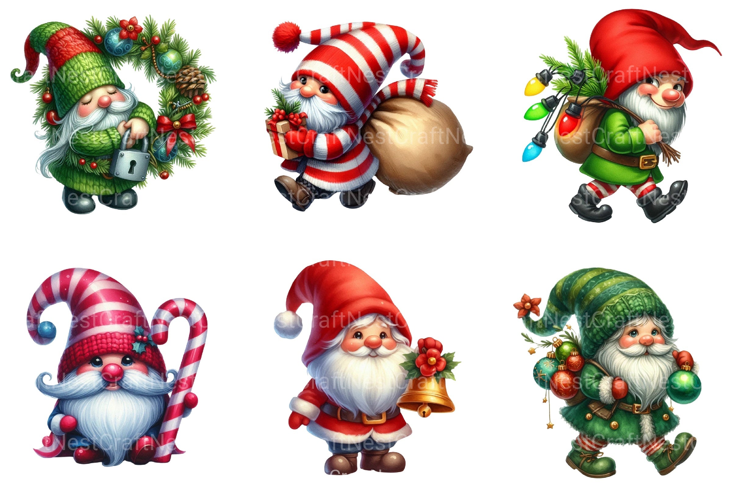 Free Green Christmas Gnome Clipart Bundle - CraftNest - Digital Crafting and Art