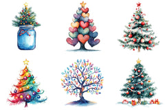 Cute Doodle Christmas Tree Clipart Bundle - CraftNest - Digital Crafting and Art