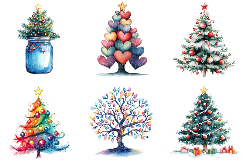Cute Doodle Christmas Tree Clipart Bundle - CraftNest - Digital Crafting and Art