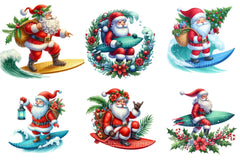 Christmas Santa Surfboard Clipart Bundle 2 - CraftNest - Digital Crafting and Art