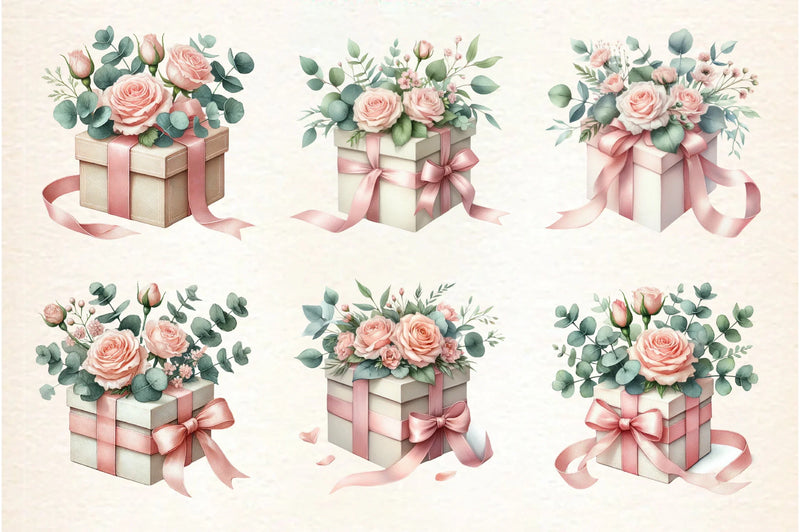 Floral Gift Box Clipart Bundle - CraftNest - Digital Crafting and Art