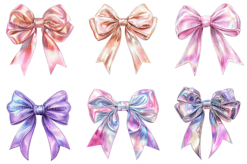 Iridescent Christmas Bow Clipart Bundle - CraftNest - Digital Crafting and Art