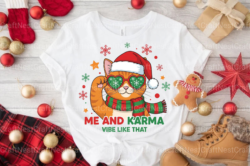 Christmas Cat Karma Quote Clipart Bundle 1 - CraftNest - Digital Crafting and Art