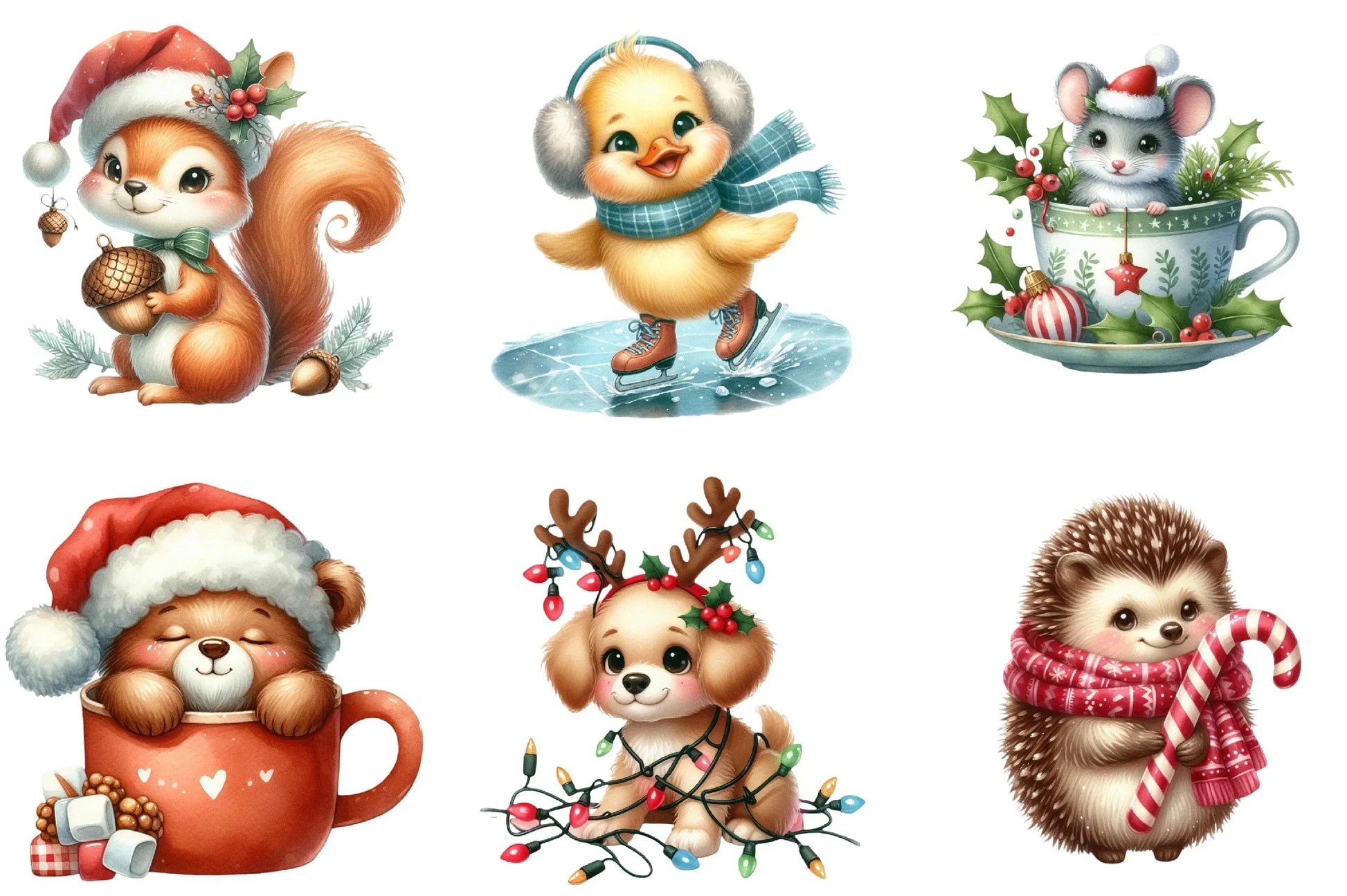 Christmas Cute Animal Clipart Bundle - CraftNest - Digital Crafting and Art