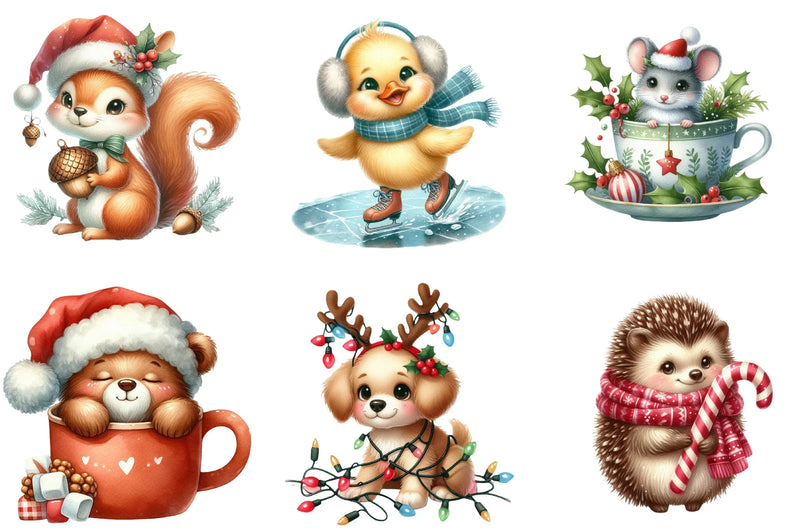 Christmas Cute Animal Clipart Bundle - CraftNest - Digital Crafting and Art