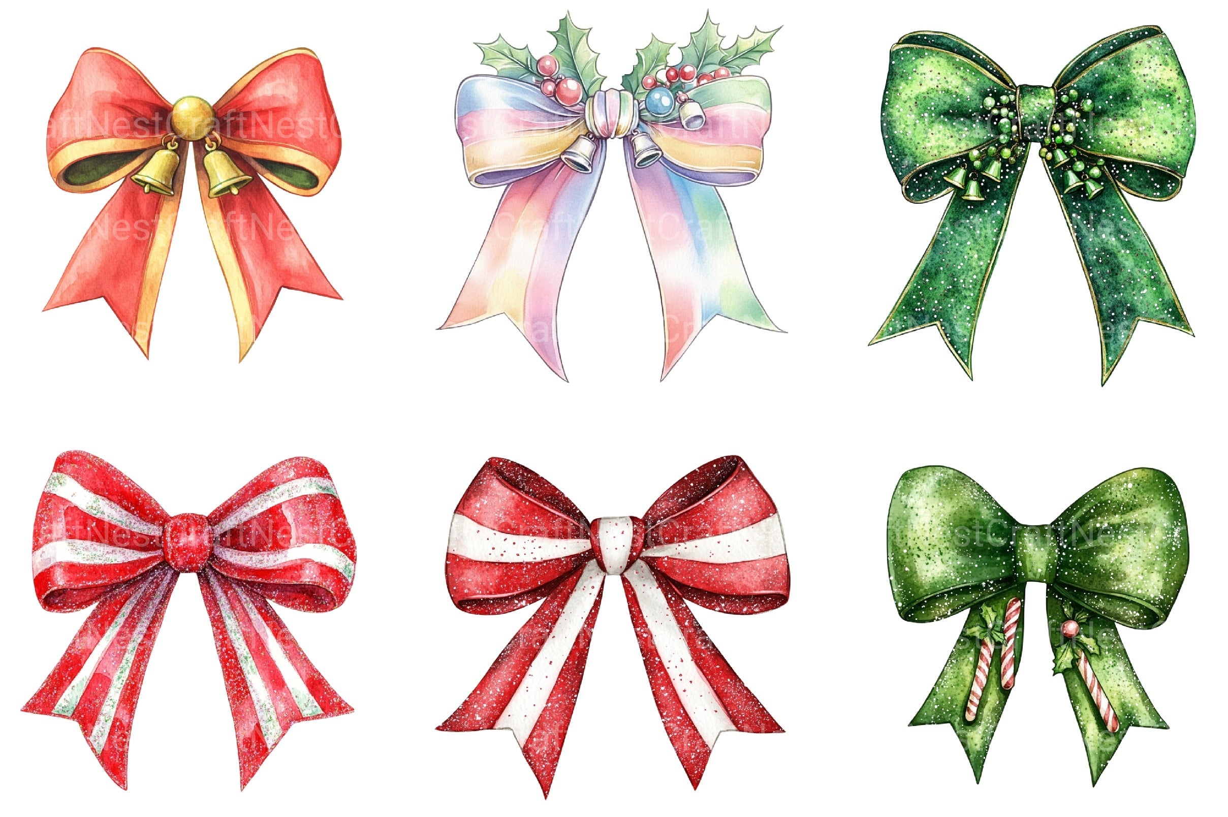 Christmas Coquette Bows Clipart Bundle - CraftNest - Digital Crafting and Art