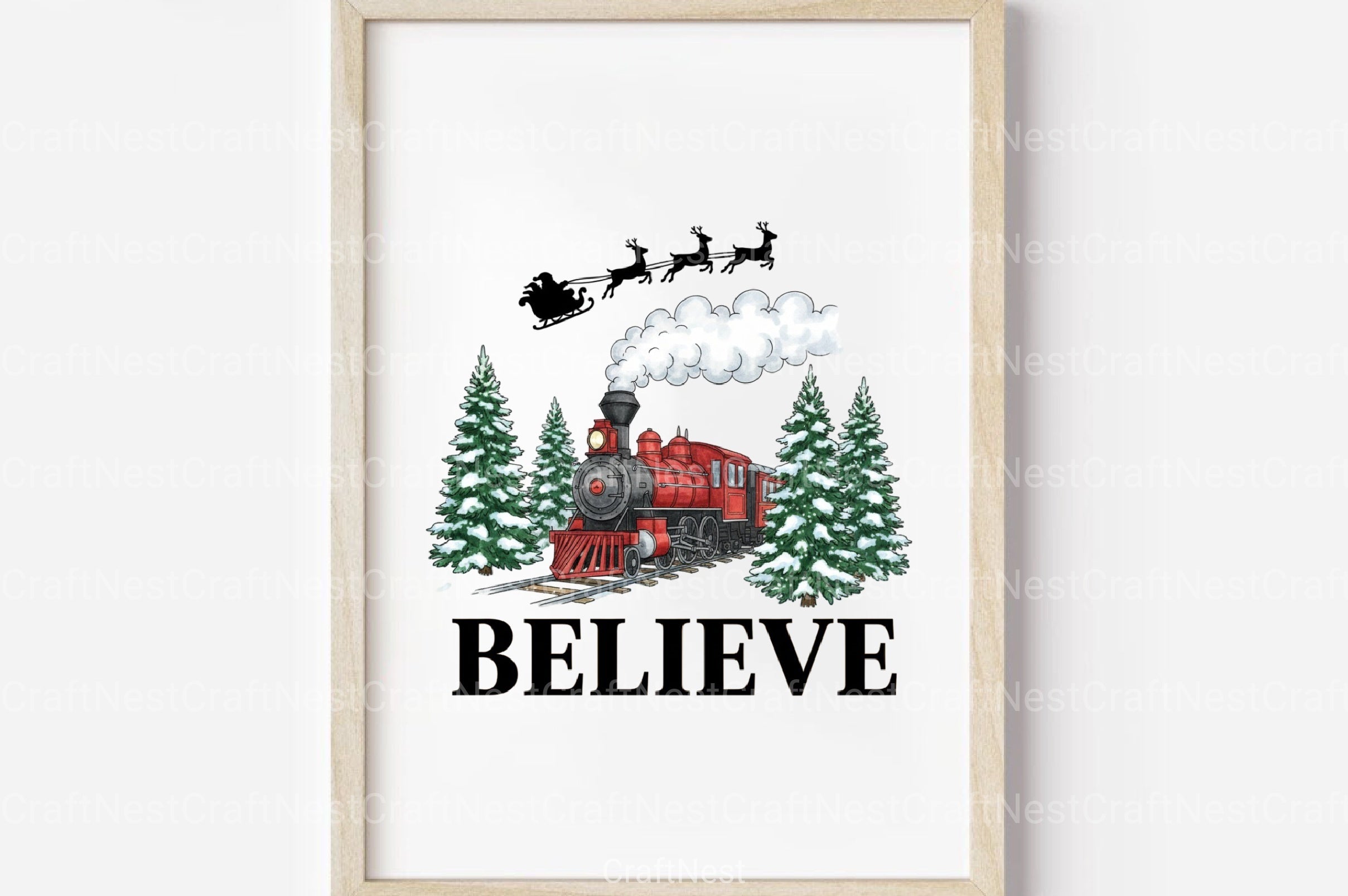 Believe North Pole Train Christmas Clipart Bundle - CraftNest - Digital Crafting and Art