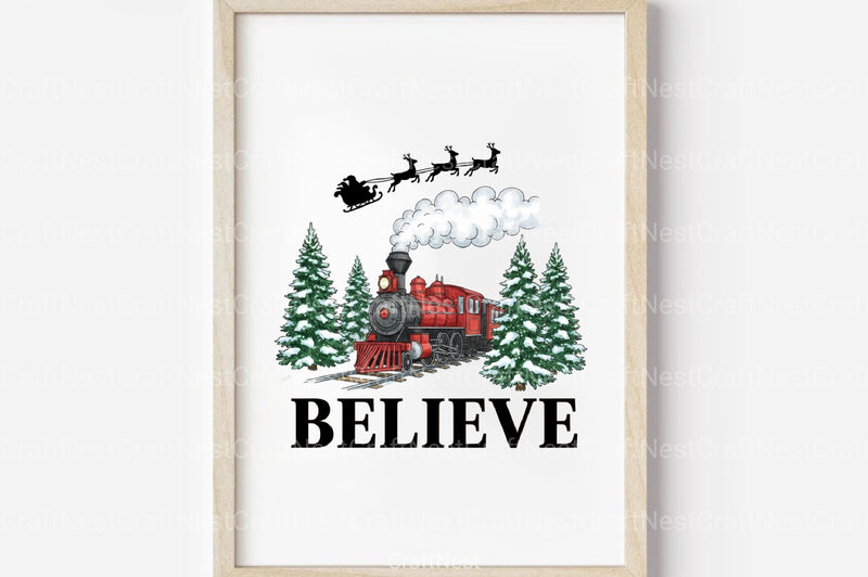 Believe North Pole Train Christmas Clipart Bundle - CraftNest - Digital Crafting and Art