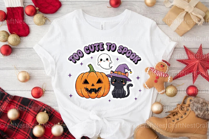Cute Spook Halloween T-Shirt & Sticker Clipart Bundle - CraftNest - Digital Crafting and Art
