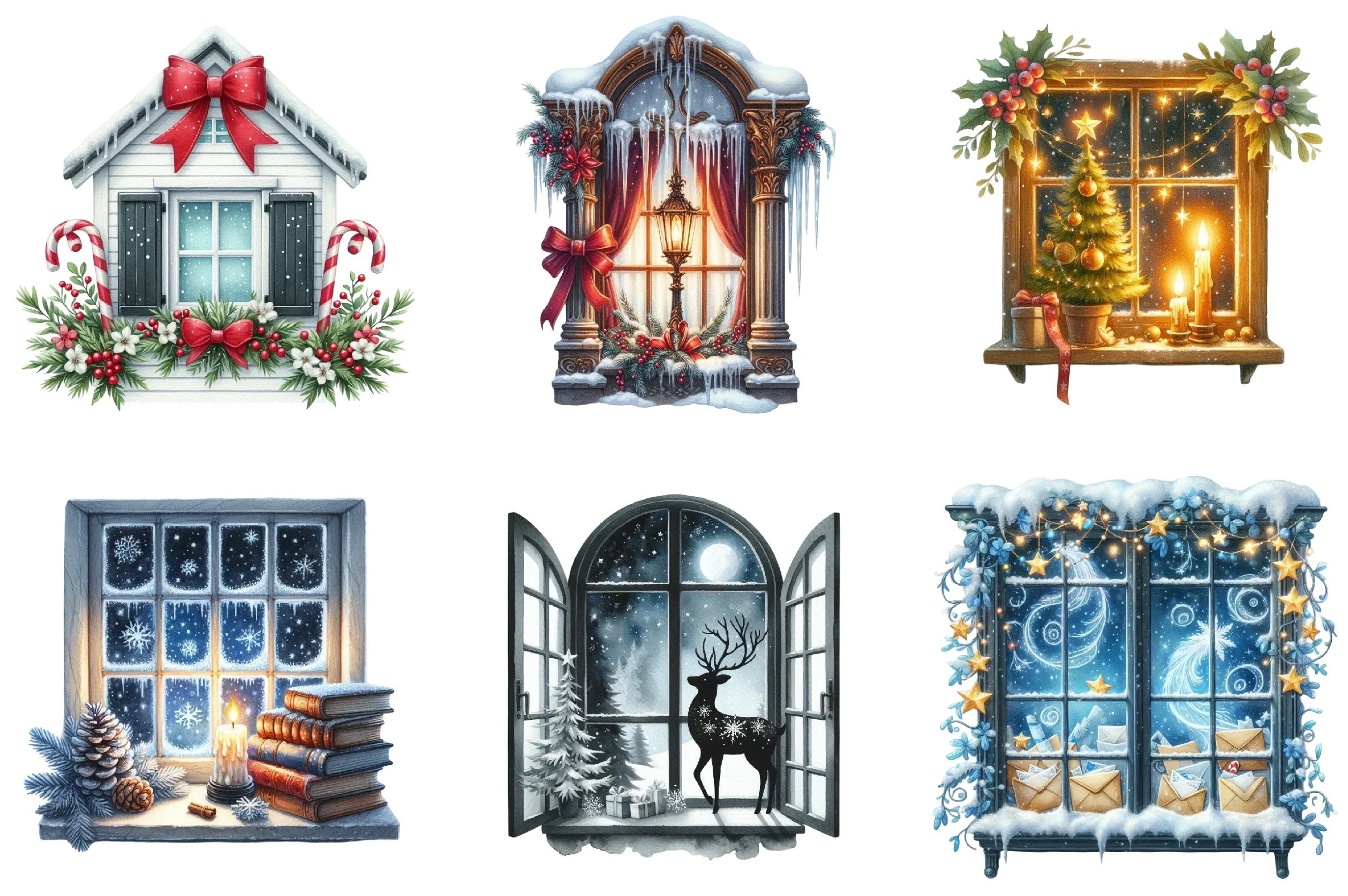 Christmas Cozy Window Clipart Bundle - CraftNest - Digital Crafting and Art