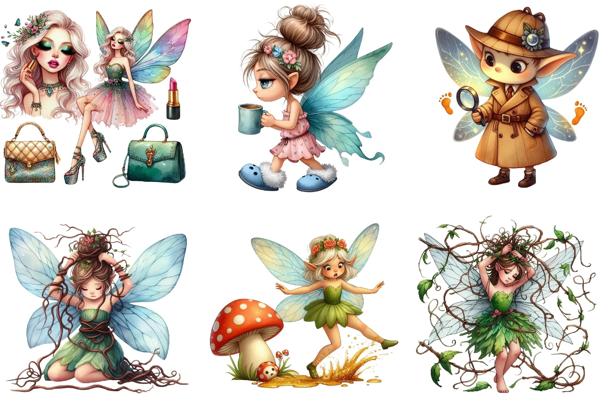 Quirky Funny Fairy Clipart Bundle - CraftNest - Digital Crafting and Art