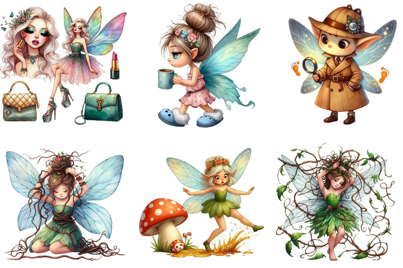 Quirky Funny Fairy Clipart Bundle - CraftNest - Digital Crafting and Art