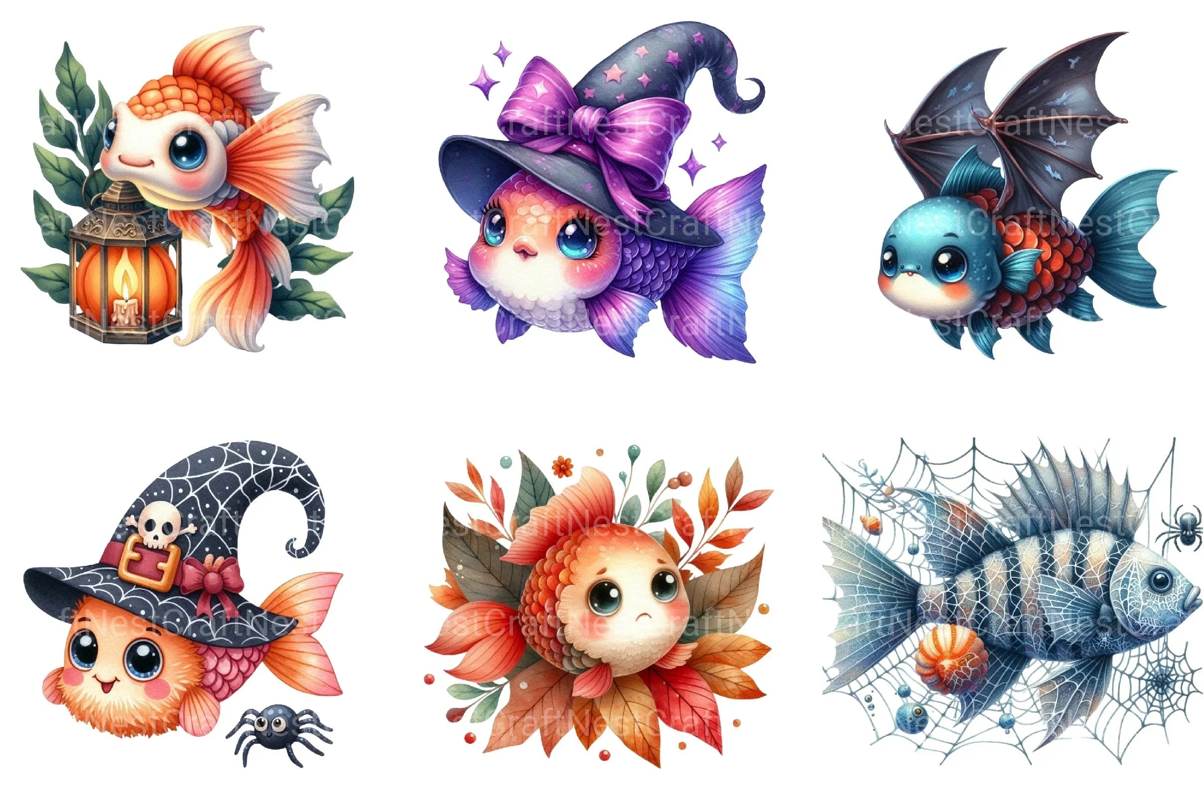 Cute Halloween Fish Clipart Bundle - CraftNest - Digital Crafting and Art