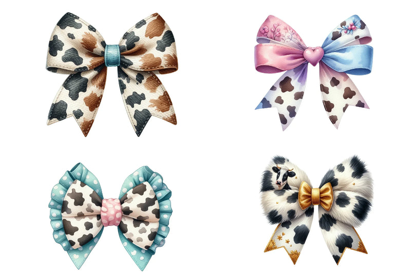 Cow Print Bow Clipart Bundle - CraftNest - Digital Crafting and Art